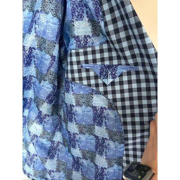 TailorByrd Men's $325 Navy/Light Blue Textured Check Sport Coat size 46R - Picture 6 of 7